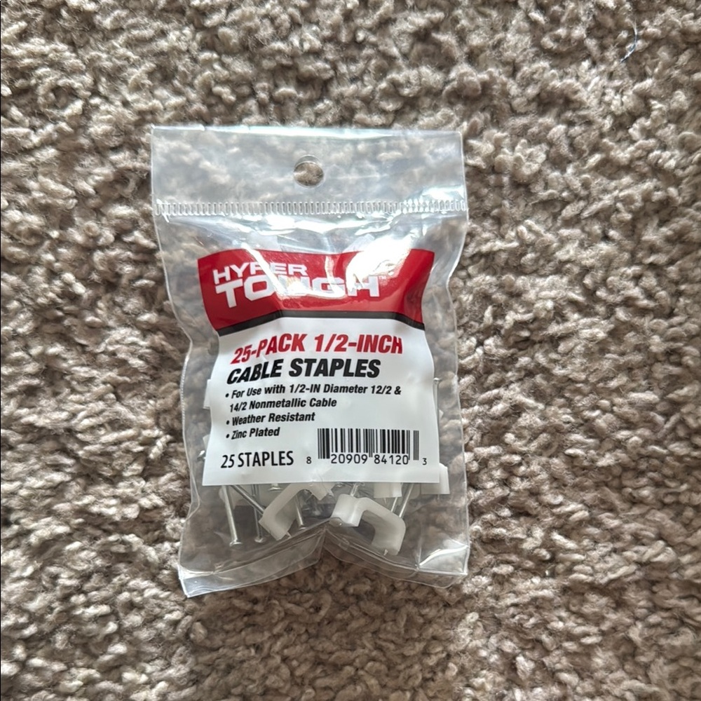 HYPER TOUGH 1/2-INCH CABLE STAPLES (25)